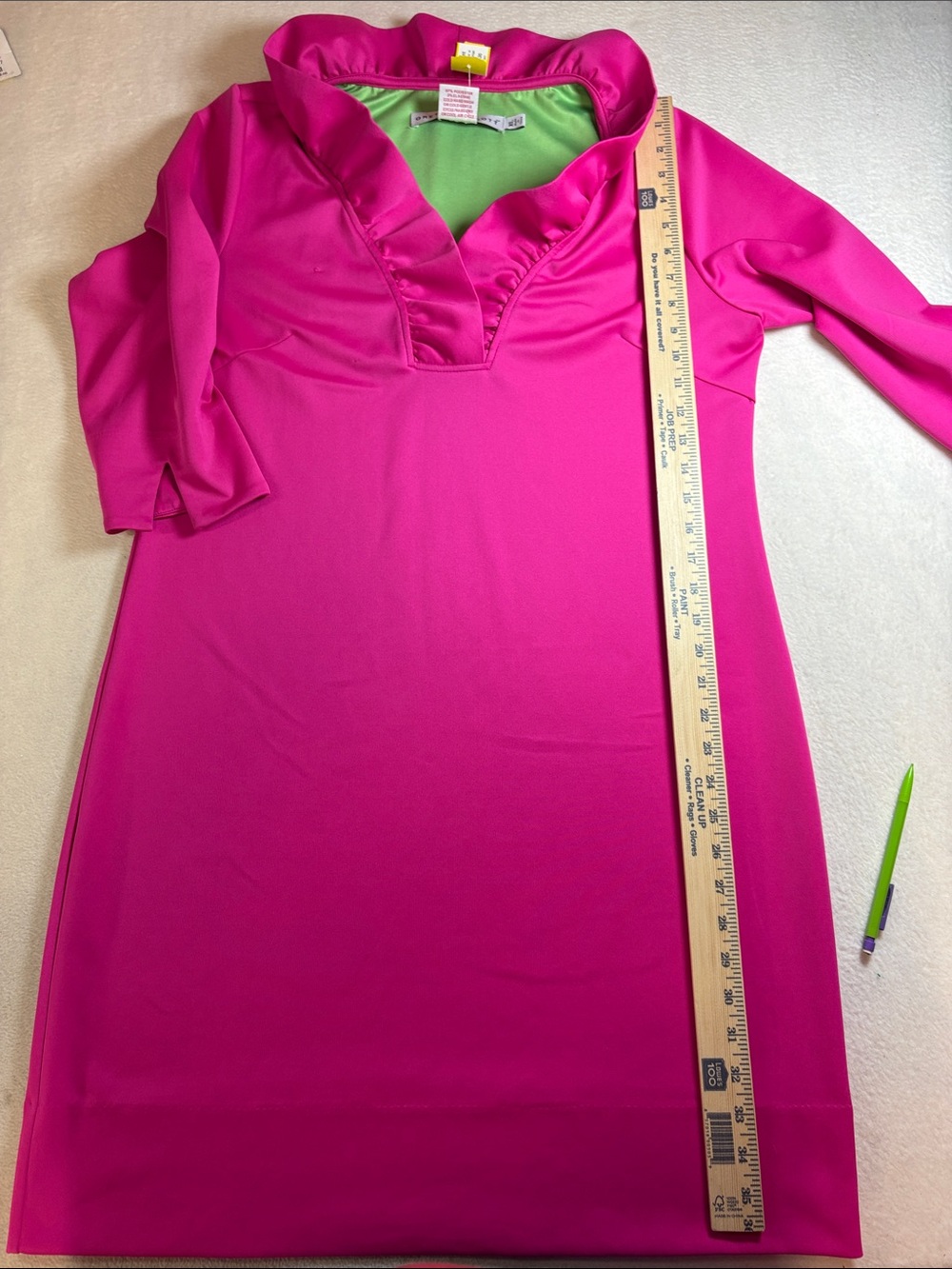 Gretchen Scott Designs Ruffled V-Neck Midi Dress - Bright Fuchsia